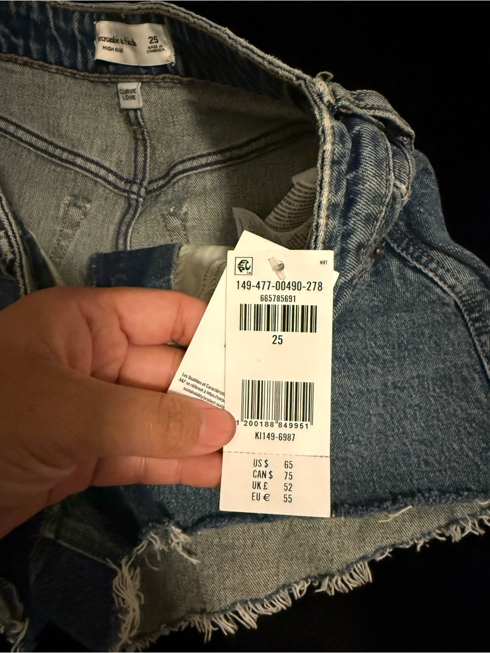 Abercrombie & Fitch Distressed Blue Denim Cutoff Shorts - Picture 4 of 5